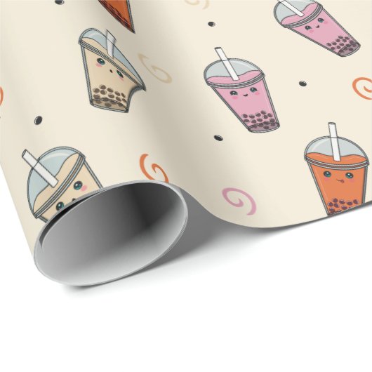 Schattigee Boba Bubble Tea Cadeaupapier (Rol Hoek)