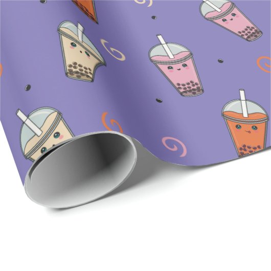 Schattigee Boba Bubble Tea Cadeaupapier (Rol Hoek)