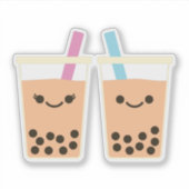 Schattigee Boba Bubble Tea Love Sticker (Voorkant)