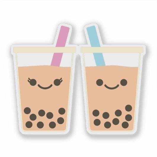 Schattigee Boba Bubble Tea Love Sticker (Voorkant)