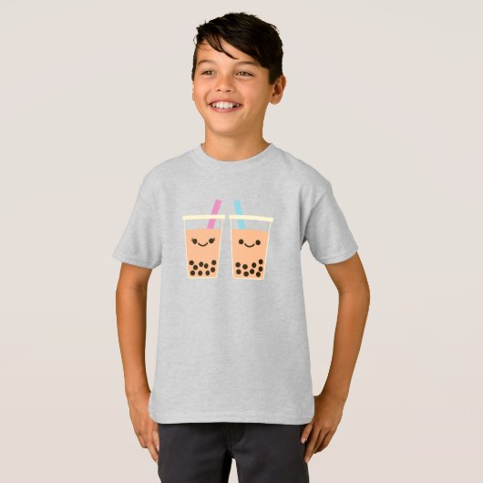 Schattigee Boba Bubble Tea Love T-shirt (Voorkant volledig)