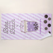 Schattigee Boba Bubble Tea Paarse Strepen Strandlaken (Voorkant)