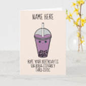 Schattigee Boba Bubble Tea Verjaardag Kaart (Gele Bloem)