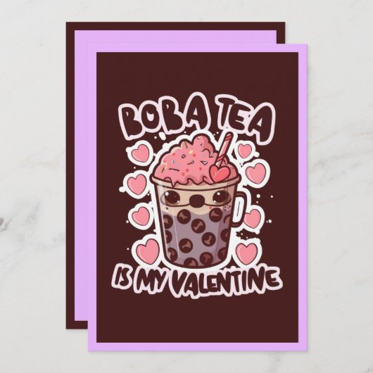 Schattigee Boba Tea is mijn Valentijn Kaart (Voorkant / Achterkant)