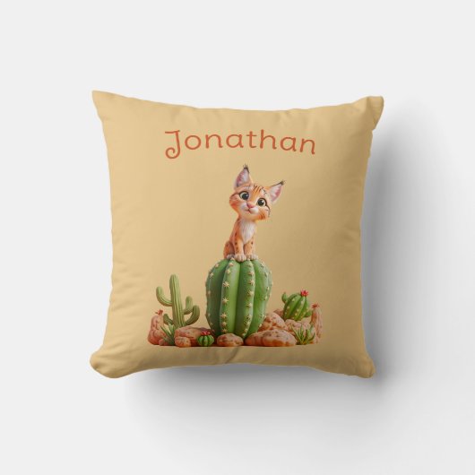 Schattigee Bobcat op cactus Kussen (Voorkant)