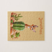 Schattigee Bobcat op cactus Legpuzzel (Horizontaal)
