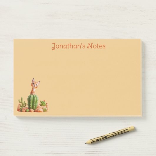 Schattigee Bobcat op cactus Post-it® Notes (Op bureau)
