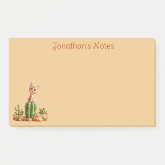 Schattigee Bobcat op cactus Post-it® Notes (Voorkant)