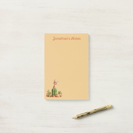 Schattigee Bobcat op cactus Post-it® Notes (Op bureau)