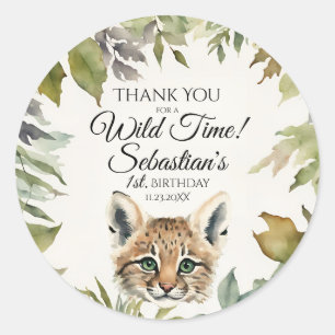 Schattigee Bobcat Woodland Verjaardag Bedankt Ronde Sticker
