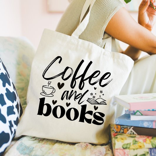 Schattigee boek- en koffieliefhebbers tote bag
