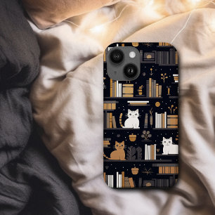 Schattigee Boekachtige Katten Boeken Bruin iPhone 15 Case