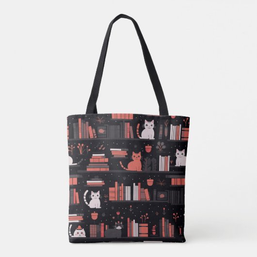 Schattigee Boekachtige katten boeken roze Tote Bag (Achterkant)