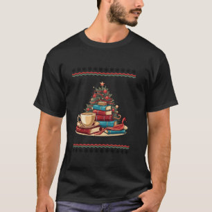 Schattigee Boeken Koffie kerstboom  Library L T-shirt