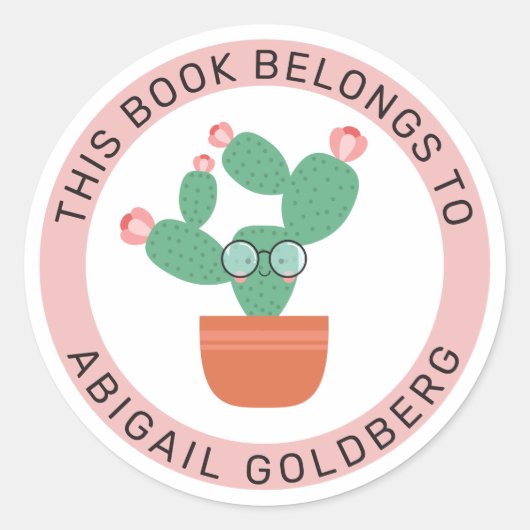 Schattigee boekencactus Dit boek is van Ronde Sticker (Voorkant)
