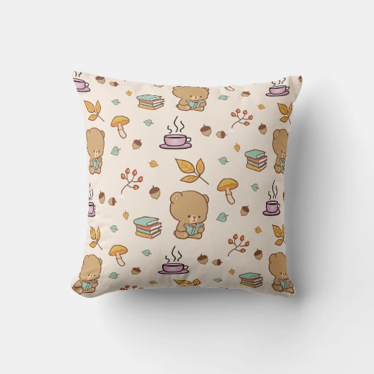 Schattigee boekenliefhebbers Beer Pattern Kussen (Voorkant)