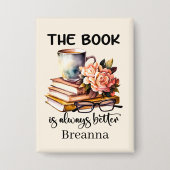 Schattigee boekenliefhebbers Word Art Button (Voorkant)