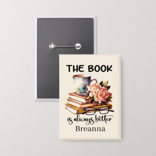 Schattigee boekenliefhebbers Word Art Button