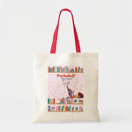 Schattigee boekenplank tote bag (Voorkant)
