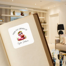 Schattigee Boekenworm Boek Stickers Gepersonalisee