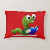 Schattigee boekenwurm dierenprint gepersonaliseerd decoratief kussen (Achterkant)