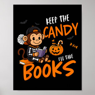 Schattigee Boeklezer Halloween Lezen Boekenwurm Jo Poster