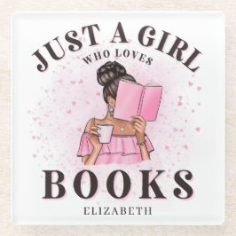 Schattigee boekliefhebber, gewoon een meisje dat v glazen onderzetter