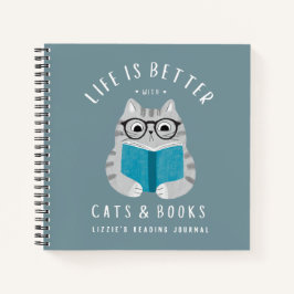 Schattigee boekliefhebber lezen Custom Journal Notitieboek