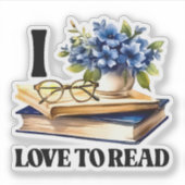 Schattigee boekliefhebbers lezen sticker (Voorkant)
