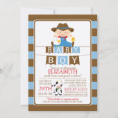 Schattigee Boer Boys Baby shower Uitnodiging (Voorkant)