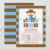 Schattigee Boer Boys Baby shower Uitnodiging (Voorkant / Achterkant)