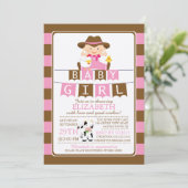 Schattigee Boer Meisjes Baby shower Uitnodiging (Staand voorkant)