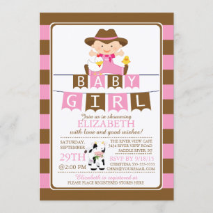 Schattigee Boer Meisjes Baby shower Uitnodiging