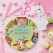 Schattigee Boerderij Dieren Kleurrijke Meisje Jong Papieren Bordje (Feest)