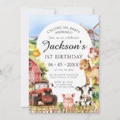 Schattigee Boerderij Dieren Schuur Tractor Verjaar Kaart (Voorkant)