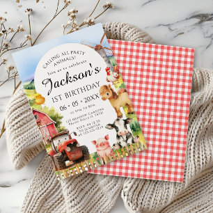 Schattigee Boerderij Dieren Schuur Tractor Verjaar Kaart