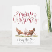 Schattigee boerderij kippen kerstvakantie kaart (Voorkant)