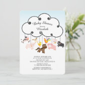 Schattigee Boerderijdieren Baby Douche Uitnodiging (Staand voorkant)