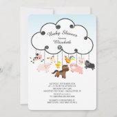 Schattigee Boerderijdieren Baby Douche Uitnodiging (Voorkant)