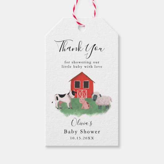 Schattigee boerderijdieren Baby shower Favor Cadeaulabel (Voorkant)