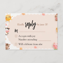 Schattigee Boerderijdieren Baby shower RSVP Reacti Informatiekaartje