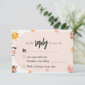 Schattigee Boerderijdieren Baby shower RSVP Reacti Informatiekaartje (Staand voorkant)