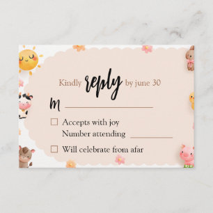 Schattigee Boerderijdieren Baby shower RSVP Reacti Informatiekaartje