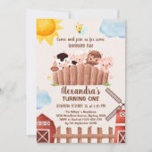 Schattigee Boerderijdieren Barnyard 1e Verjaardags Kaart (Voorkant)