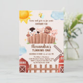 Schattigee Boerderijdieren Barnyard 1e Verjaardags Kaart (Staand voorkant)