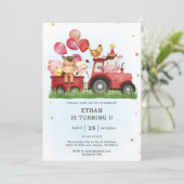 Schattigee boerderijdieren Barnyard 1e verjaardags Kaart (Staand voorkant)