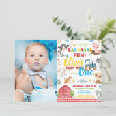 Schattigee Boerderijdieren Barnyard 1st Birthday O Kaart (Staand voorkant)