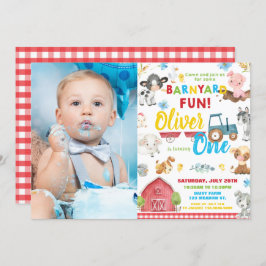 Schattigee Boerderijdieren Barnyard 1st Birthday O Kaart