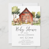 Schattigee boerderijdieren Barnyard Baby shower In Kaart (Voorkant)