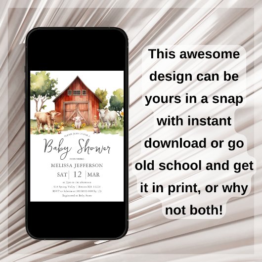 Schattigee boerderijdieren Barnyard Baby shower In Kaart